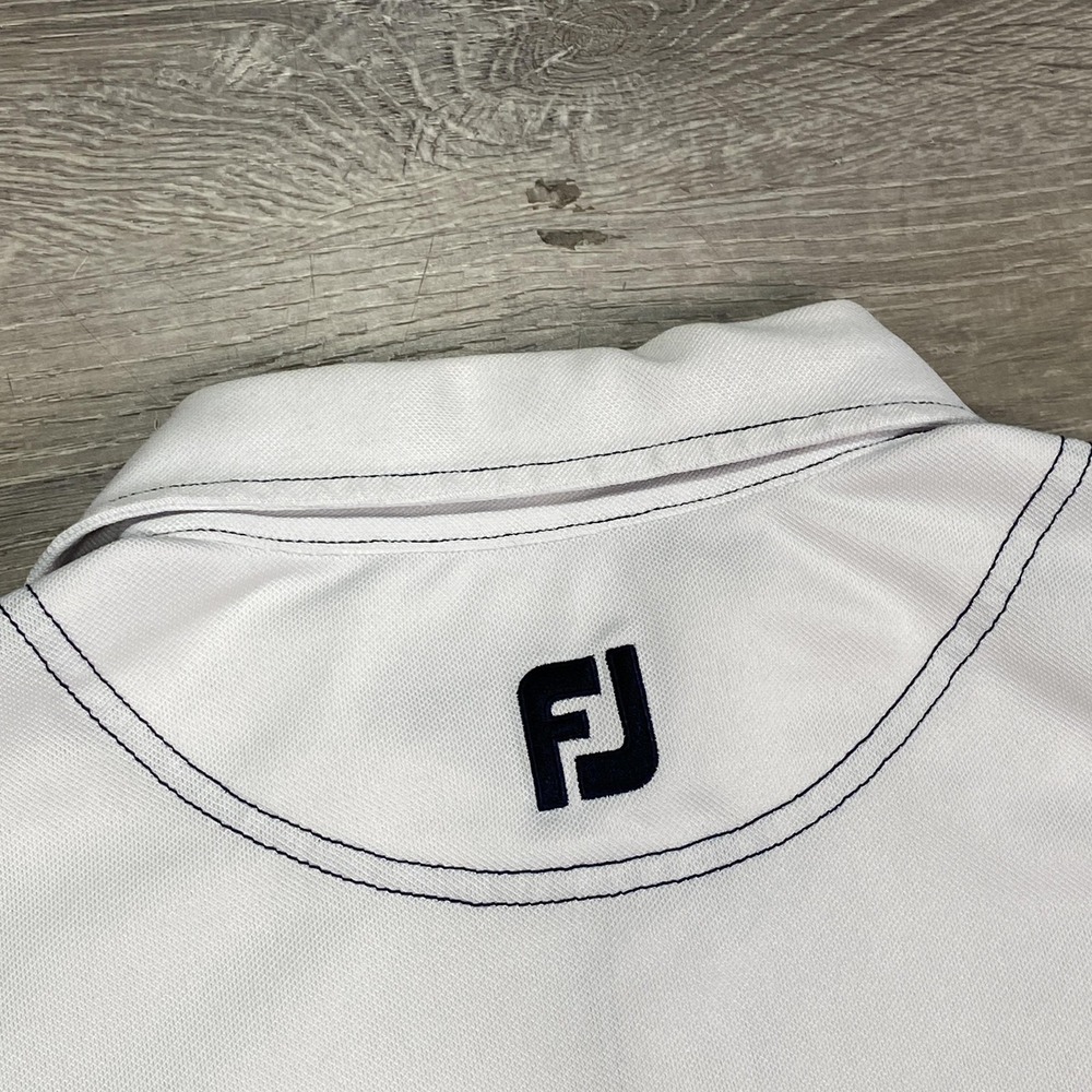 FootJoy Polo Shirt Mens Medium White Athletic Fit Golf Performance‎ Stretch - Picture 8 of 11